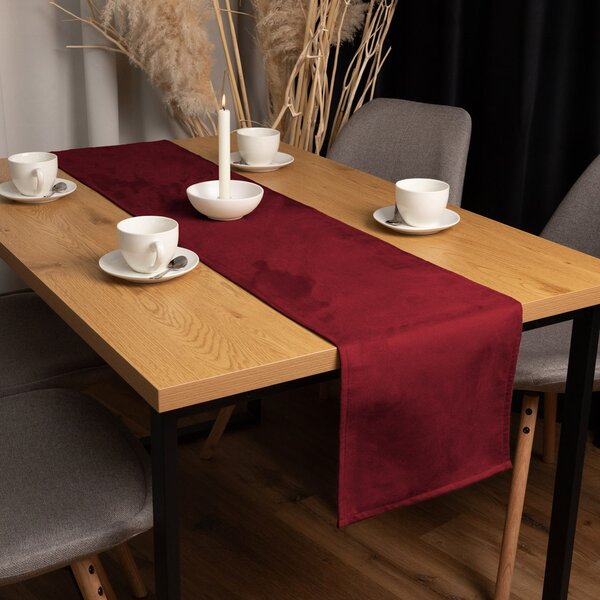 Biante Behúň na stôl/imitácia brúsenej kože Alcantara ALC-018 Vínovo červený 20x120 cm