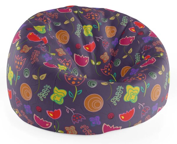 Sablio Sedací vak Cocoon Nakreslené kvetiny - 75 x 45 x 35 cm