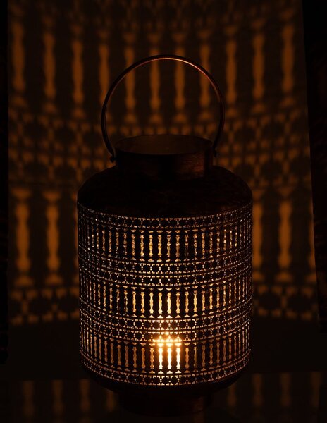 Bronzový antik kovový lampáš s patinou Cylli - Ø 30*45 cm - J-Line by Jolipa
