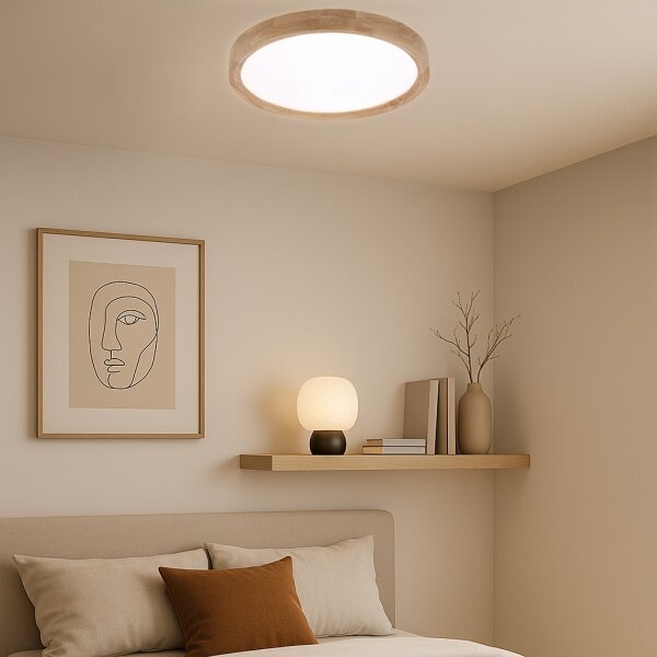 Brilagi - LED stmievateľné svietidlo WOODROUND LED/30W/230V 3000-6000K priemer 40 cm + diaľkové ovládanie