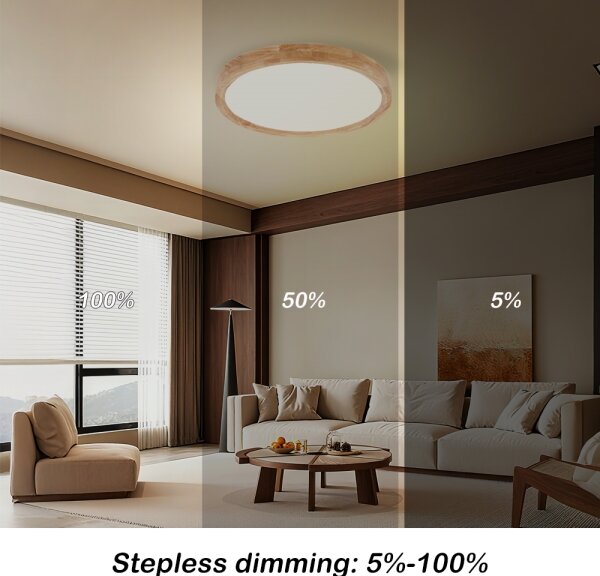 Brilagi - LED stmievateľné svietidlo WOODROUND LED/30W/230V 3000-6000K priemer 40 cm + diaľkové ovládanie
