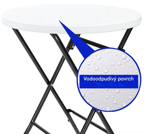 Skladací barový stôl Ø72 cm - biely