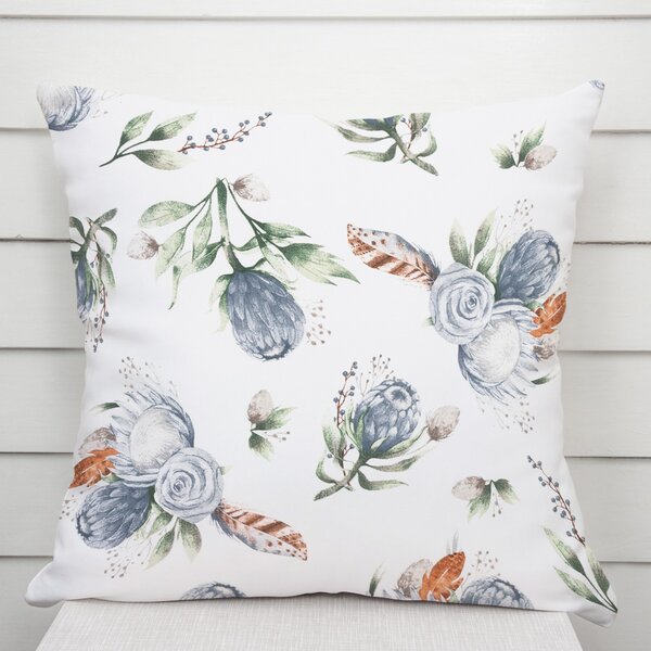 Biante Bavlnená obliečka na vankúš Sandra SA-707 Modré kvety Protea na bielom 30 x 50 cm