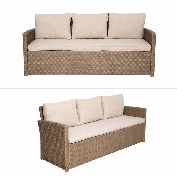 Furnigo Ratanový set Sevilla - béžový/béžové podušky