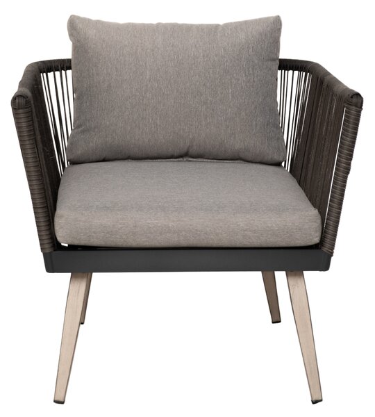Furnigo Ratanový set Granada - antracit/sivé podušky