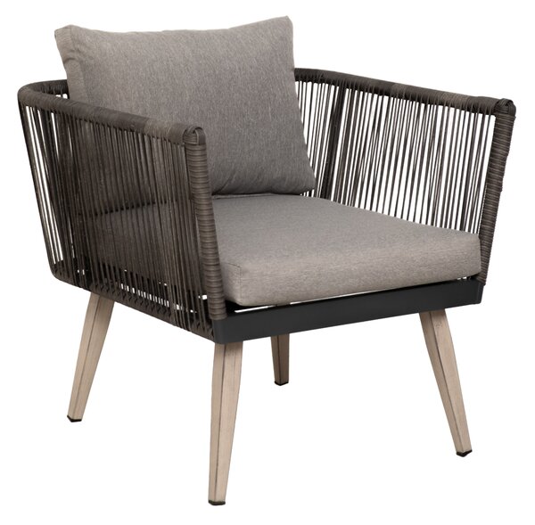 Furnigo Ratanový set Granada - antracit/sivé podušky