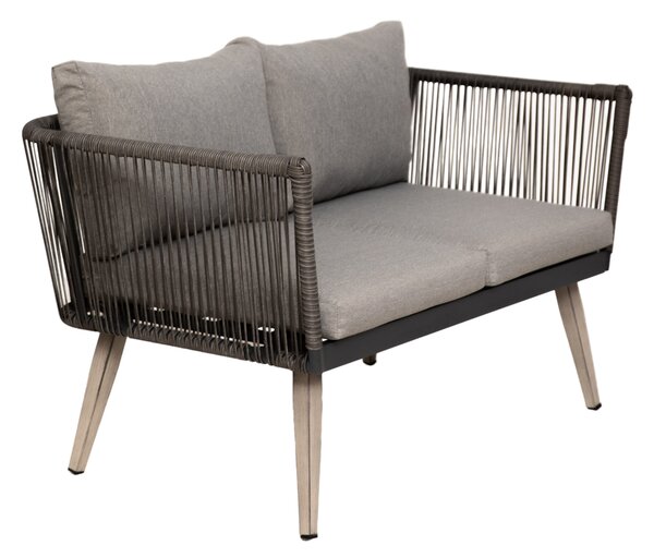 Furnigo Ratanový set Granada - antracit/sivé podušky
