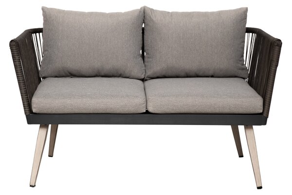 Furnigo Ratanový set Granada - antracit/sivé podušky