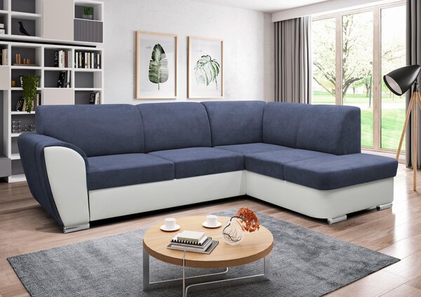 ROHOVÁ SEDAČKA, textil, modrá, biela MID.YOU - Sedačky, Online Only