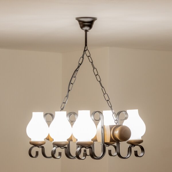 Brilagi - Luster na reťazi RUSTIC 6xE14/40W/230V buk/orech