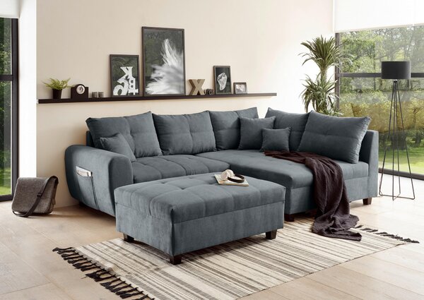 ROHOVÁ SEDAČKA, textil, kompozitné drevo, antracitová MID.YOU - Sedačky, Online Only