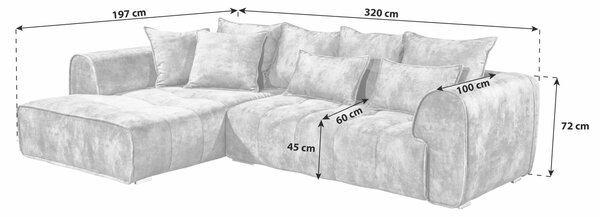 ROHOVÁ SEDAČKA, textil, sivá MID.YOU - Sedačky, Online Only