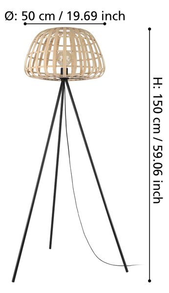 STOJACIA LAMPA, 50/149 cm Eglo - Online Only bytové doplnky, Online Only