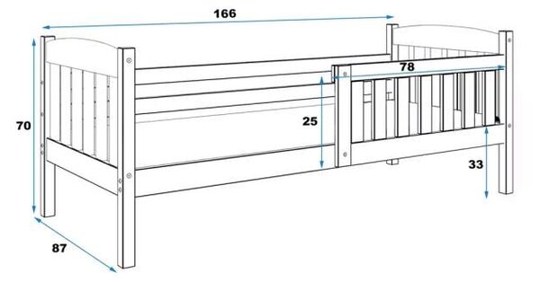 HRUŠKA Posteľ KUBO 1 160x80 borovica (bez zásuvky)