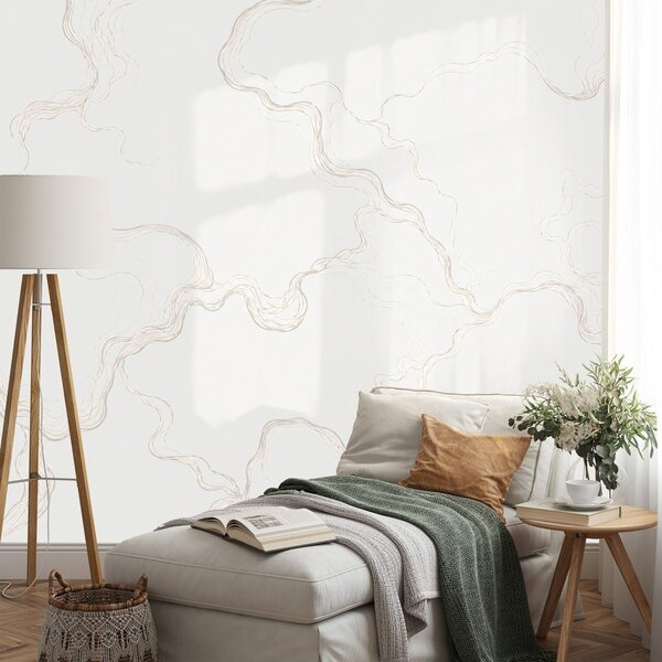 Tapeta minimalistické béžové vlnité línie