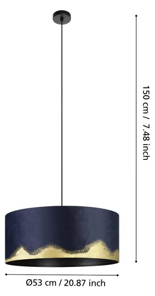 ZÁVESNÉ SVIETIDLO, 53/150 cm Eglo - Online Only bytové doplnky, Online Only