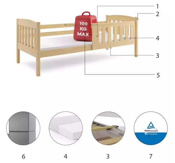 HRUŠKA Posteľ KUBO 1 160x80 borovica (bez zásuvky)