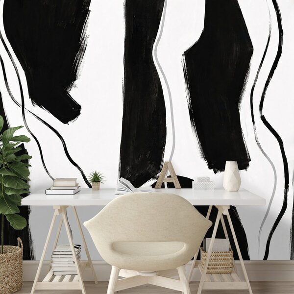 Tapeta minimalistické čiernobiele ťahy štetcom