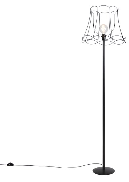 Stojacia lampa čierna s tienidlom Granny Frame čierne 45 cm - Simplo