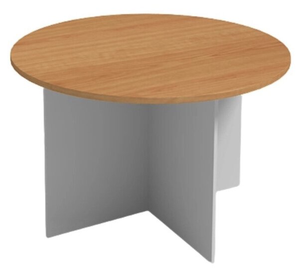 Rokovací stôl s guľatou doskou PRIMO GRAY, priemer 120 cm, sivá/buk