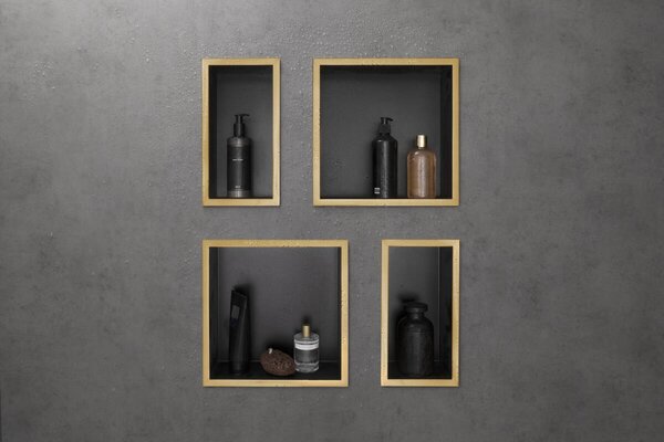 Hansgrohe XtraStoris Individual - Výklenok do steny matný čierny, s designovým rámom 300x300x100mm, kartáčovaný čierny chróm 56098340