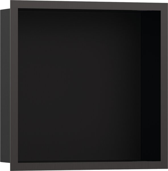 Hansgrohe XtraStoris Individual - Výklenok do steny matný čierny, s designovým rámom 300x300x100mm, kartáčovaný čierny chróm 56098340
