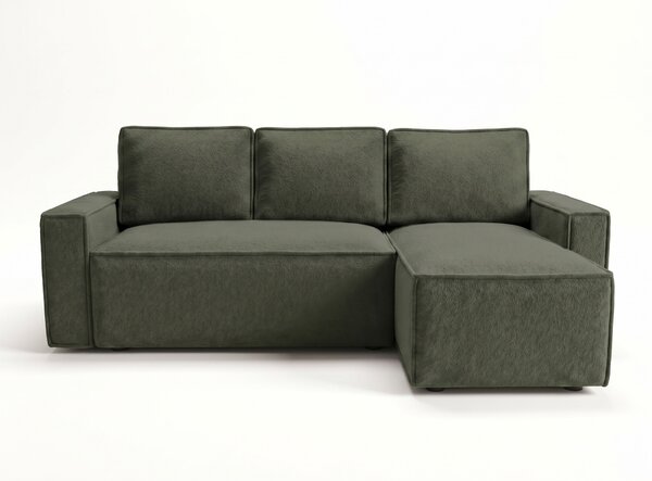 Rozkladacia obojstranná sedacia súprava do L SMART BOUCLE 232x143 cm, tmavozelená