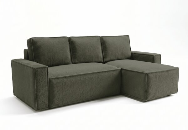 Rozkladacia obojstranná sedacia súprava do L SMART BOUCLE 232x143 cm, tmavozelená