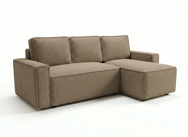 Rozkladacia obojstranná sedacia súprava do L SMART BOUCLE 232x143 cm, tmavobéžová
