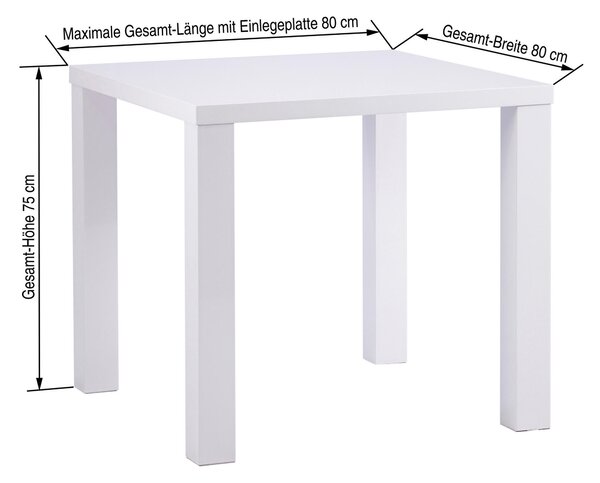 JEDÁLENSKÝ STÔL, biela s vysokým leskom, 80/80/75 cm P & B - Stoly, Online Only