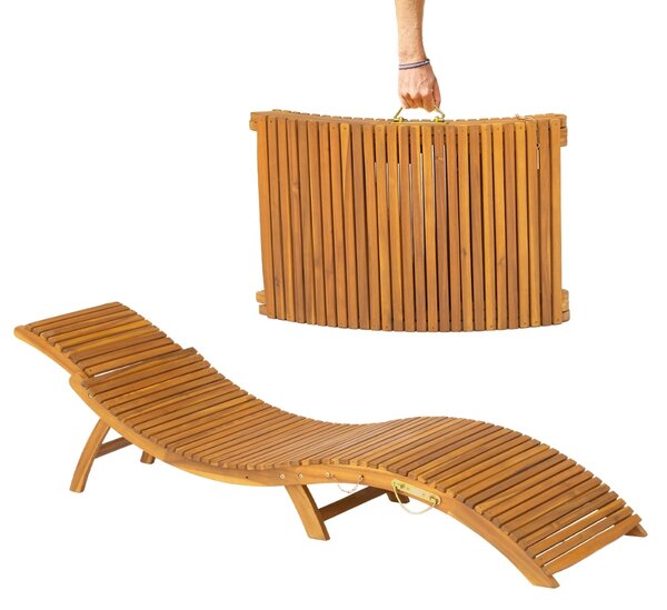 Záhradné lehátko FLORIDA, skladacie, 57x190x51cm, prírodná hnedá Casaria