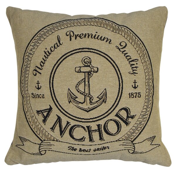 Béžovo-čierny gobelínový vankúš s kotvou Anchor - 45*45*16cm - Mars & More