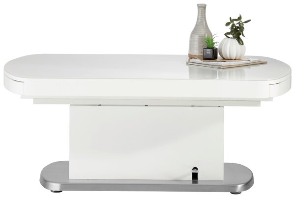 KONFERENČNÝ STOLÍK, biela, kov, sklo, kompozitné drevo, 120/75/50 cm Venda - Stolíky do obývačky