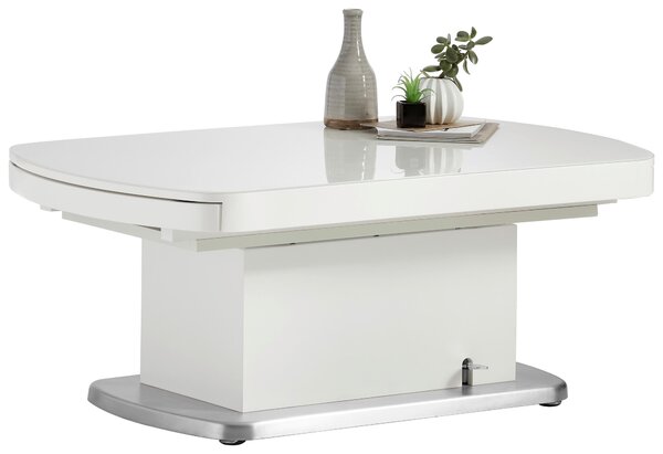 KONFERENČNÝ STOLÍK, biela, kov, sklo, kompozitné drevo, 120/75/50 cm Venda - Stolíky do obývačky