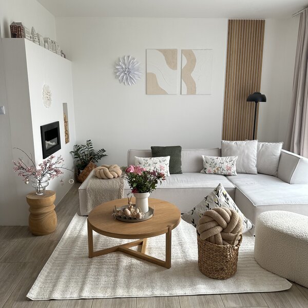 Dywany Łuszczów , Kusový koberec Mode 8589 geometric cream, 80x150, biela, kancelária
