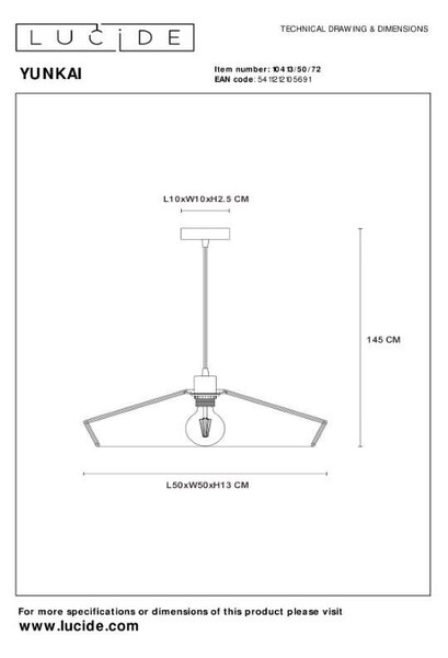 Lucide L104135072 závesné stropné svietidlo YUNKAI E27