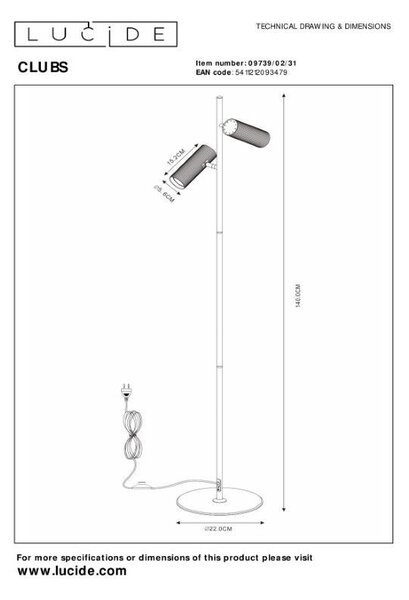 Lucide L097390231 stojacia lampa CLUBS GU10