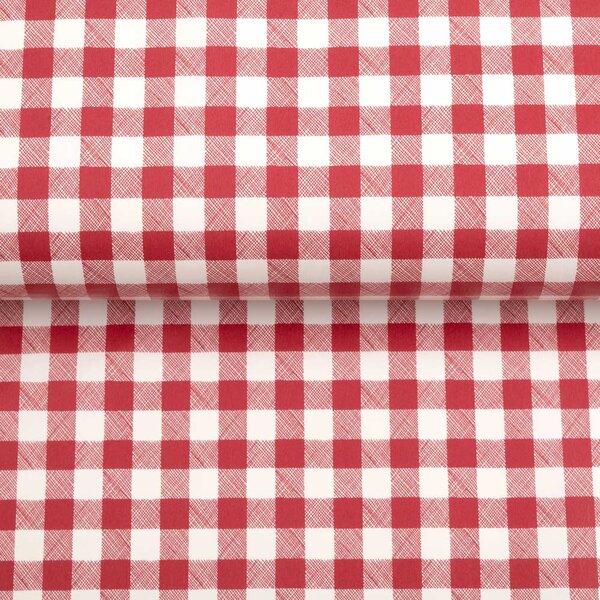 PVC obrus Červeno-biela kocka 12x12 mm PV-109 - metráž š. 140 cm