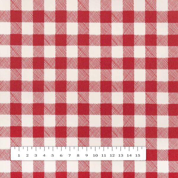 PVC obrus Červeno-biela kocka 12x12 mm PV-109 - metráž š. 140 cm
