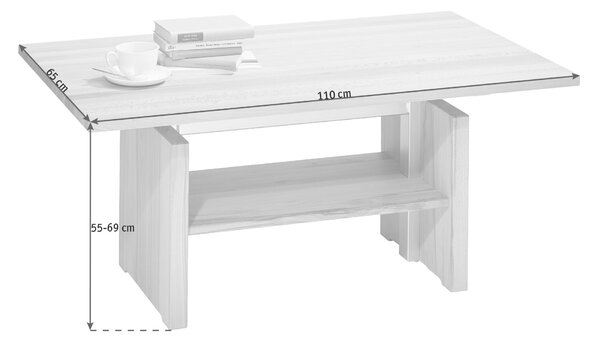 KONFERENČNÝ STOLÍK, farba buka, drevo, kov, 110/65/55-69 cm Linea Natura - Stolíky do obývačky, Online Only