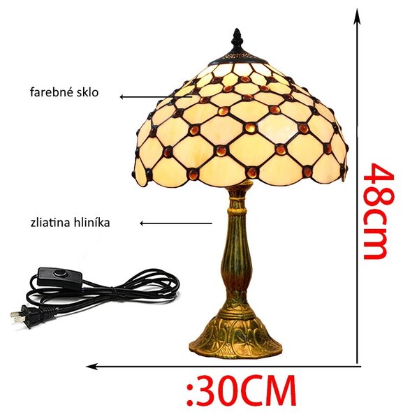 Tiffany stolná lampa Stonenet 105 Huizhou Oufu Lighting v.48xš.30, sklo/kov,40W (Stone network)