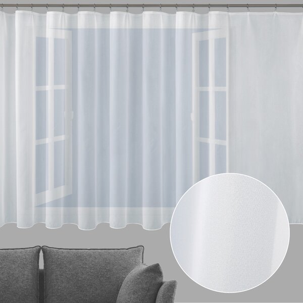 Biela hladká perleťovo lesklá záclona/organza s olovkom ZAC-032 výška 160 cm Iba metráž