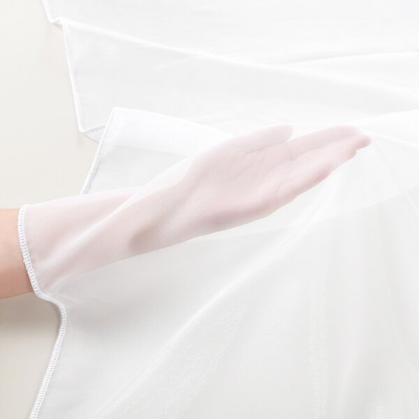 Biela hladká perleťovo lesklá záclona/organza s olovkom ZAC-032 výška 160 cm Iba metráž