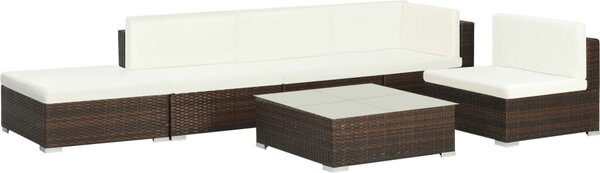 Maison Exclusive – 6-dielna záhradná súprava s poduškami z polyratanu, hnedá