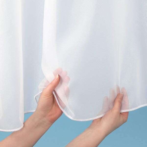 Biela hladká perleťovo lesklá záclona/organza s olovkom ZAC-032 výška 160 cm Iba metráž