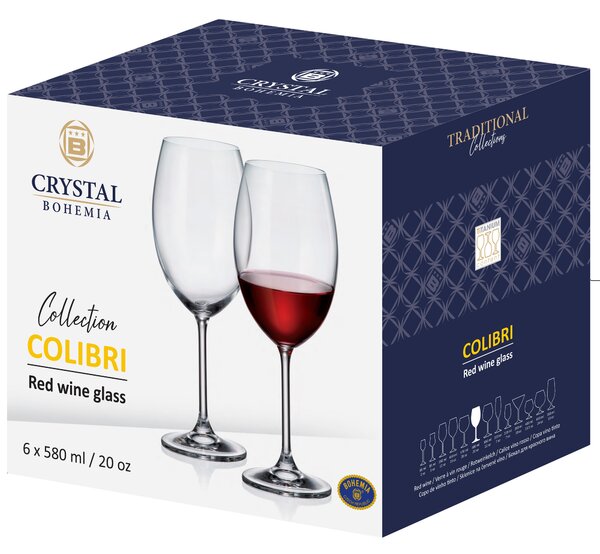 Crystal Bohemia poháre na víno COLIBRI 580 ml 6 ks