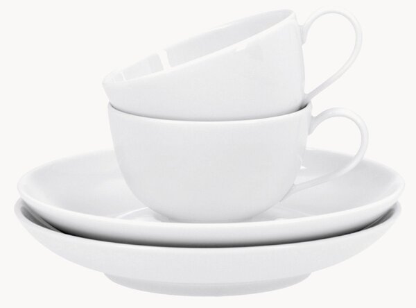 Ručne vyrobené porcelánové šálky na espresso's podšálkami Urbino, 2 ks