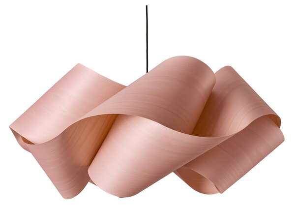 Závesné svietidlo LZF Swirl, svetloružová/niklová, Ø 54 cm, drevo, Fialová / ružová, Obývacia izba / jedáleň, Drevo, Dizajn, Závesné svietidlo