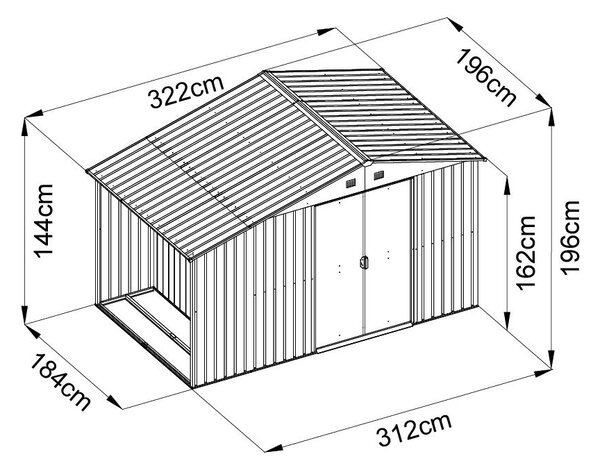 Záhradný domček na náradie s drevníkom Avenberg 3,22 x 1.96 m ANTRACIT SD-X68EWS