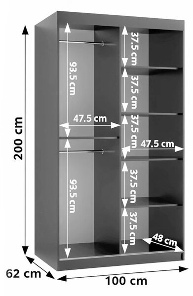 Šatníková skriňa Rubino T1 100x200x62 - orech warmia
